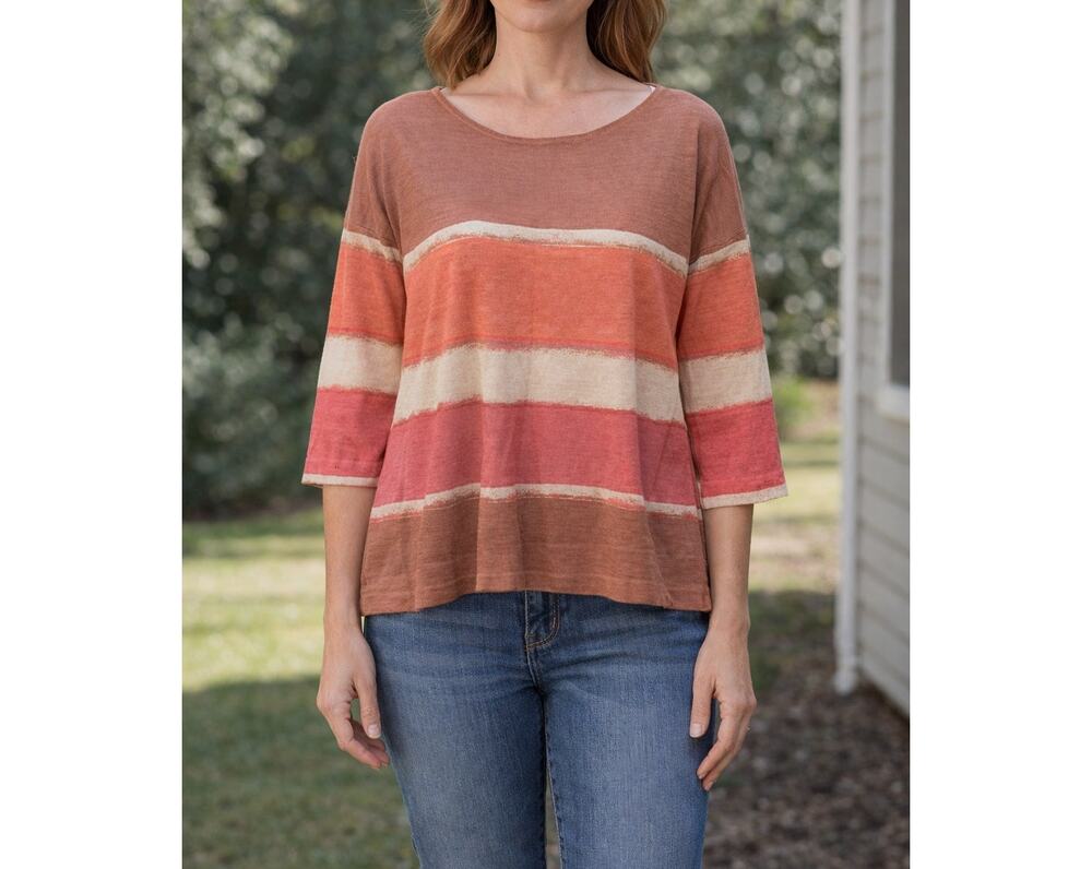 Ann Taylor Loft Women’s 3/4 Sleeve Orange Brown Stretch Blouse Shirt Size PM